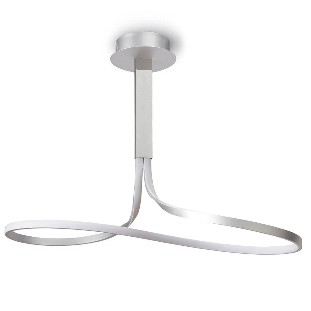 Nur LED-Deckenleuchte 40W lang mit modernem, geschwungenem Design aus Metall und Kunststoff.