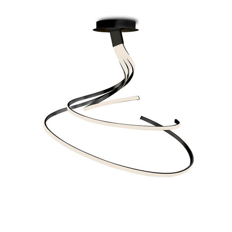 Nur Spiral Dimmbare LED Deckenleuchte Groß mit elegant geschwungenem Design in Schwarz und Weiß.