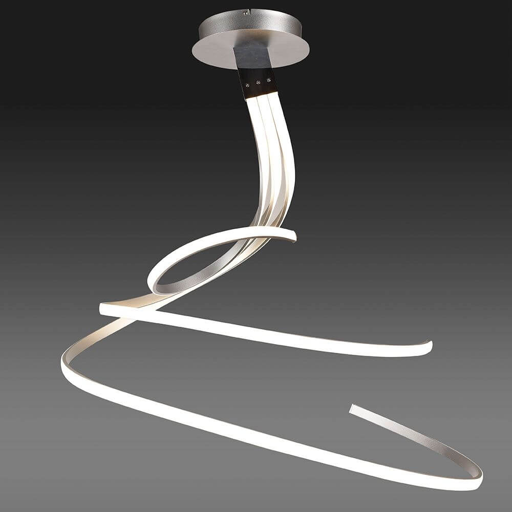 Nur Spiral Dimmbare LED Deckenleuchte Groß in eleganter, geschwungener Form aus Metall und Kunststoff