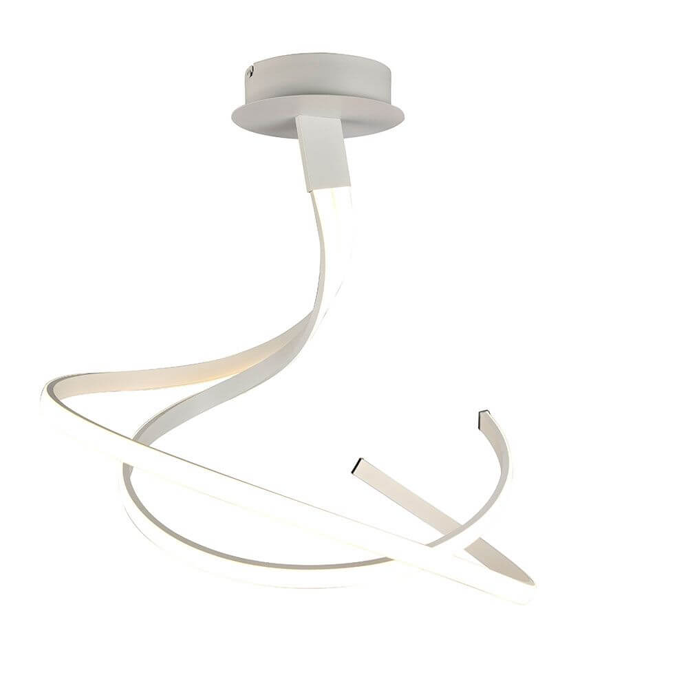 Nur Spiral LED-Deckenleuchte 50W in modernem Lichtdesign und geschwungener Form aus Metall und Kunststoff.