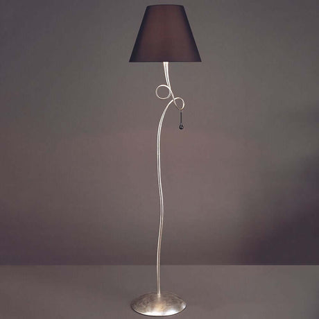 Paola Stehleuchte 173cm mit schwarzem Schirm und modernem, schlankem Design aus Metall.