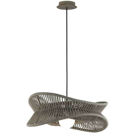 Polinesia pendant light 60cm in beige with a round shape, ideal for indoor and weatherproof areas.