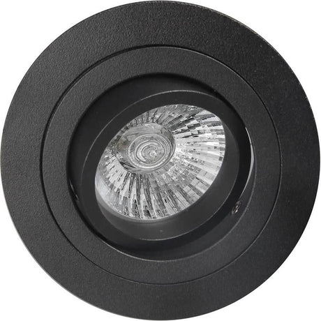 Runde Einbauleuchte Basico Gu10 in elegantem Schwarz mit klarer Lichtquelle und moderner Gestaltung.