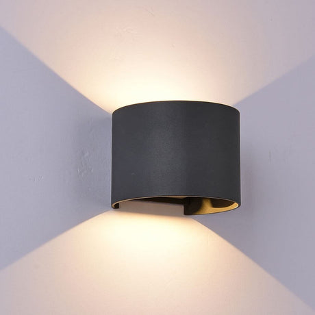 Rund udendørs LED-Davos væglampe i antracit, rund metal væglampe med varm hvid lyseffekt og IP54 til entré og balkon