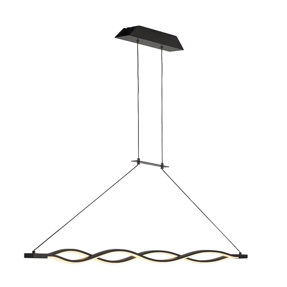 Sahara 42 Watt LED-Hängeleuchte Dimmbar mit geschwungener Form und elegantem Design in der Farbe Schwarz.