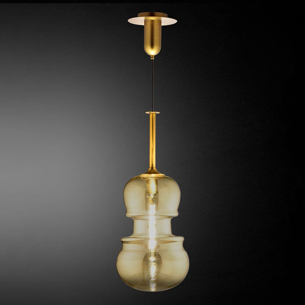 Elegante Sonata Geigen-Pendelleuchte aus Metall und Glas in stilvollem Design.