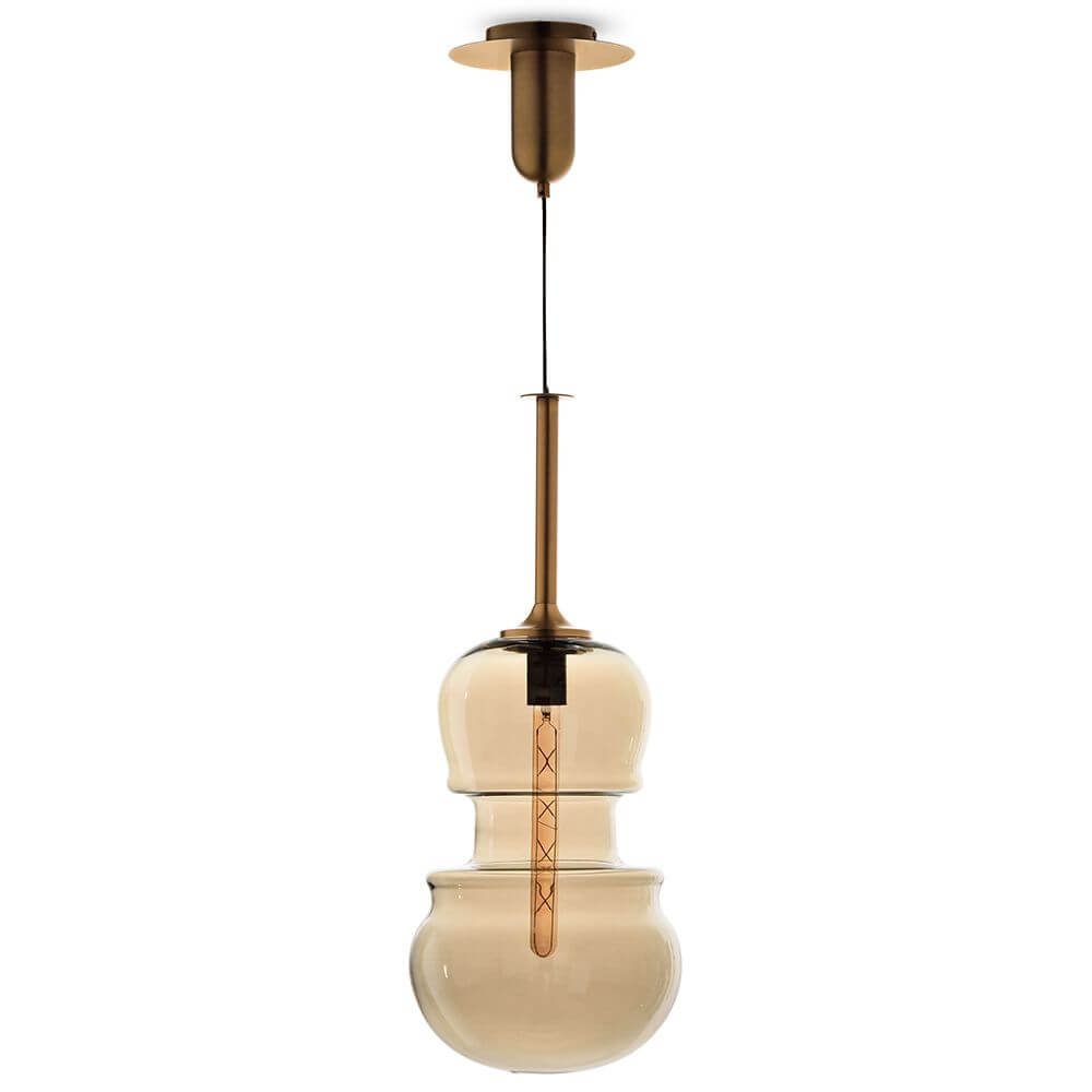 Sonata Geigen-Pendelleuchte aus Metall und Glas in Bronze mit dekorativem Design, ideal für moderne Räume.