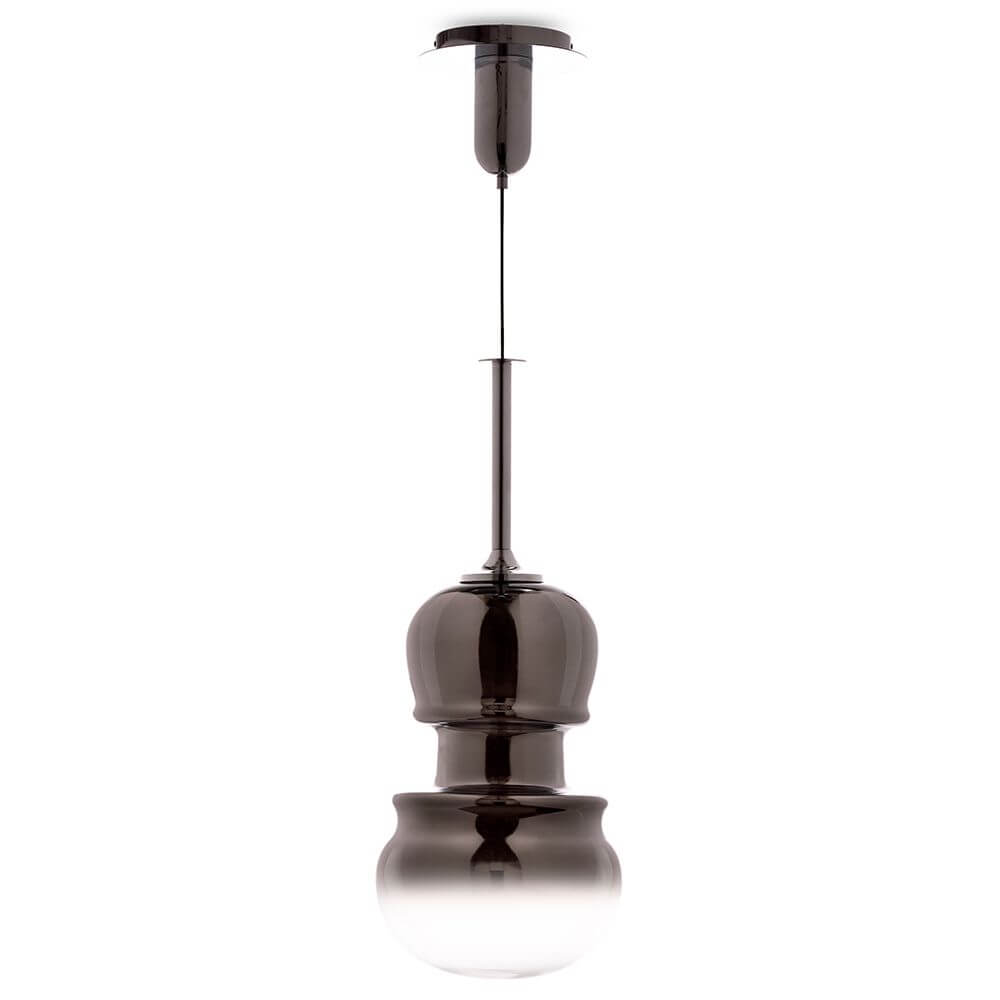 Sonata Geigen-Pendelleuchte in modernem, dekorativem Design aus Metall und Glas in Bronze.