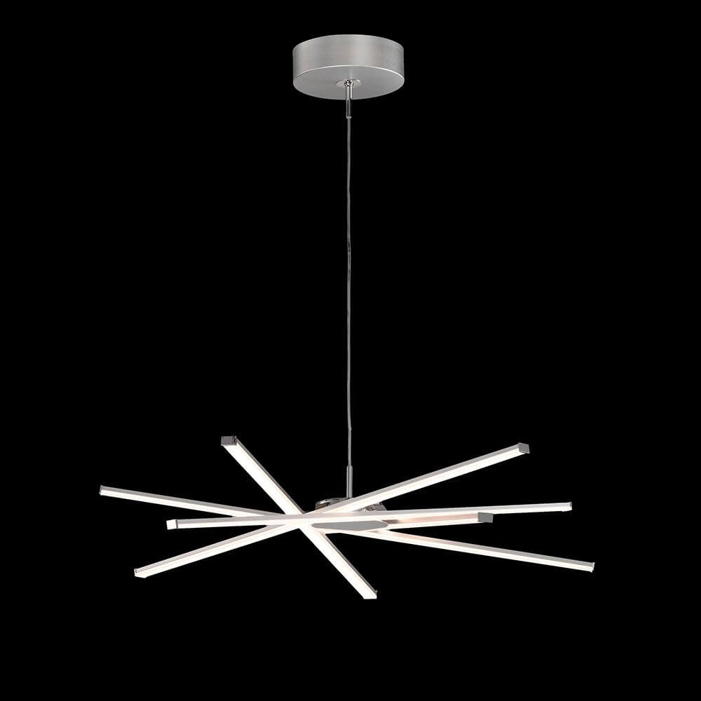 Moderne Star LED-Hängeleuchte Dimmbar aus Aluminium und Kunststoff in Silber und Chrom.