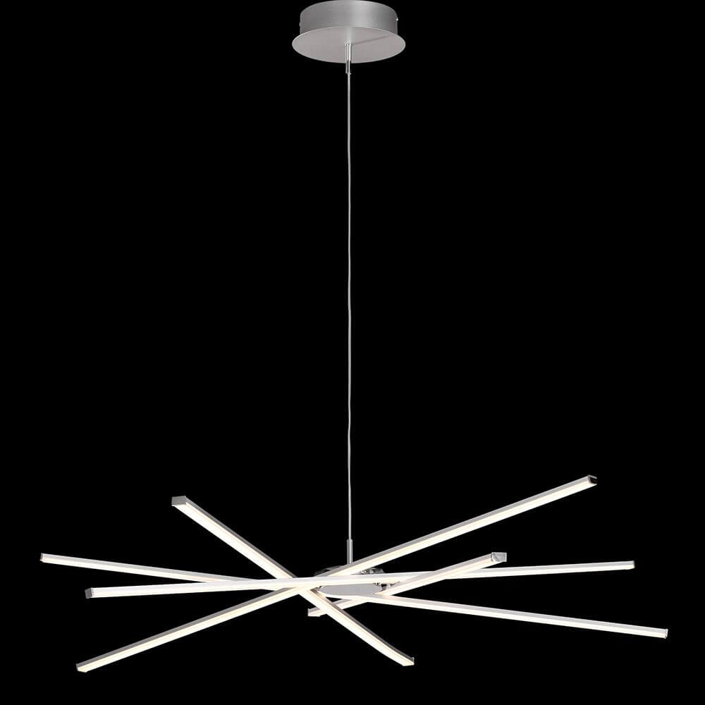Moderne Star LED-Hängeleuchte Dimmbar in Silber und Chrom, ideal für stilvolle Räume.
