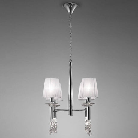 Tiffany Pendellampe 4-flammig mit modernem Design, Metall und Textil, ideal für zeitgemäße Räume.