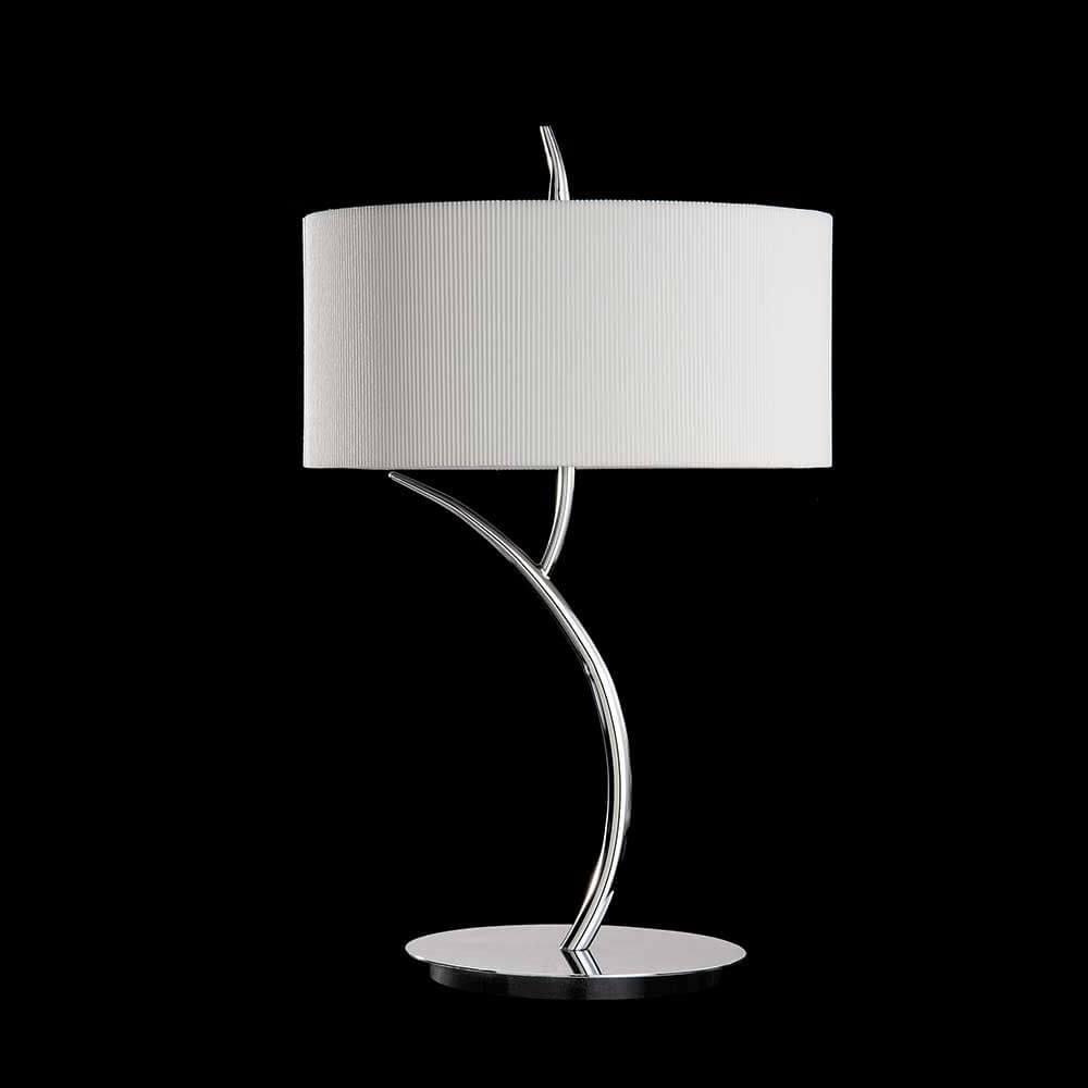 Tischlampe Eve mit modernem Design aus Metall und Textil, ideal für Wohnzimmer und Essbereiche.