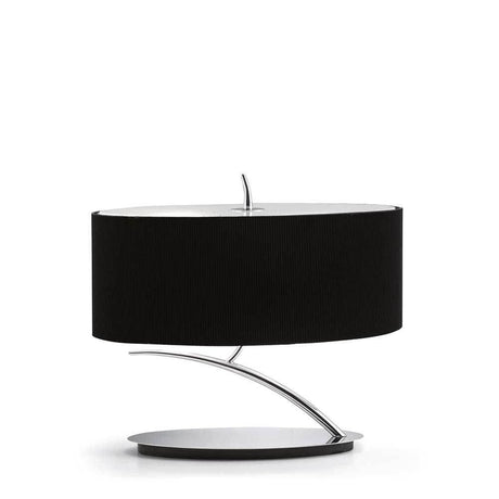 Bordlampe Eve med 2 lyskilder i moderne design med rund form, metall og tekstil, ideell for entréer.