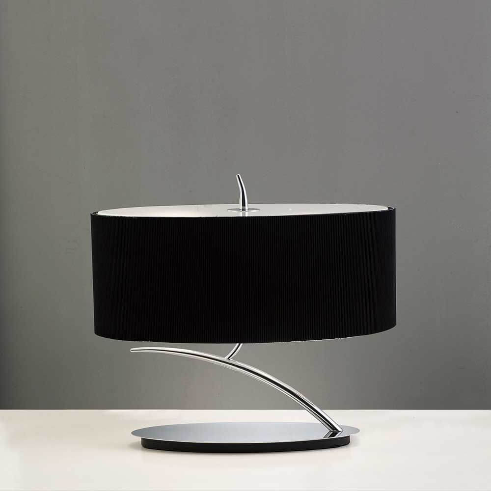 Tischleuchte Eve 2-flammige in modernem Design mit runder Form und stylischem Textilschirm.