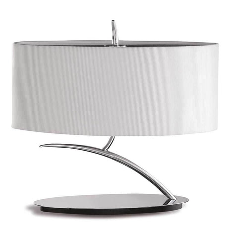 Bordlampe Eve med 2 lyskilder med moderne design i metall og tekstil.