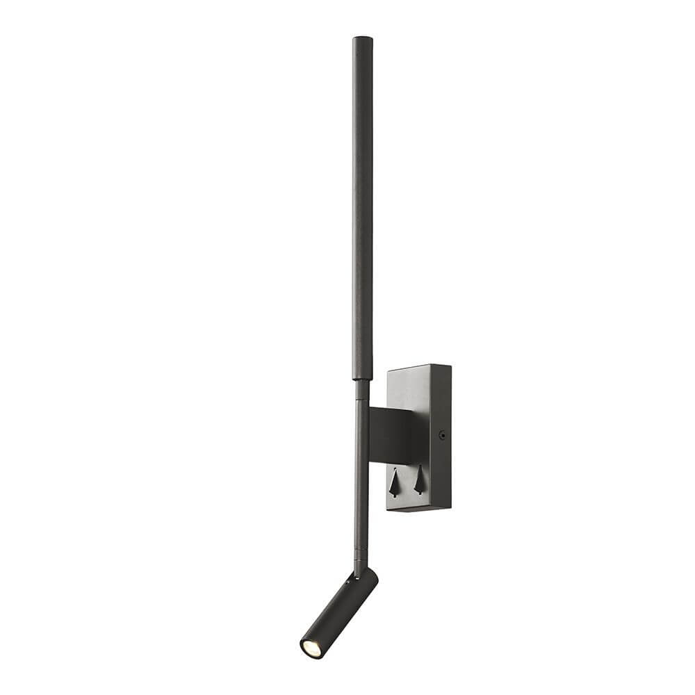 Torch LED Wandlampe 360° mit Spot – schlanke schwarze Metall-Wandleuchte mit rundem Design und verstellbarem Spot