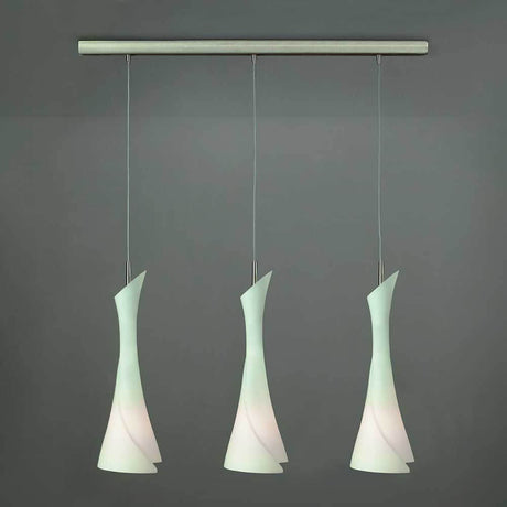 Zack Pendelleuchte Opalglas 3-flammig mit modernem Design und runder Form in Nickel-satiniert.