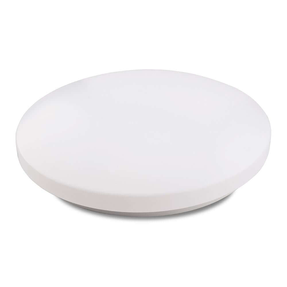 Zero Smart LED-Deckenleuchte Weiß in runder Form aus Metall und Acryl, stilvolle und moderne Lichtquelle.