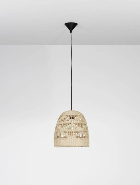 Marlo pendant light bell beige rattan, stylish rattan pendant light in ethno-Scandinavian design.