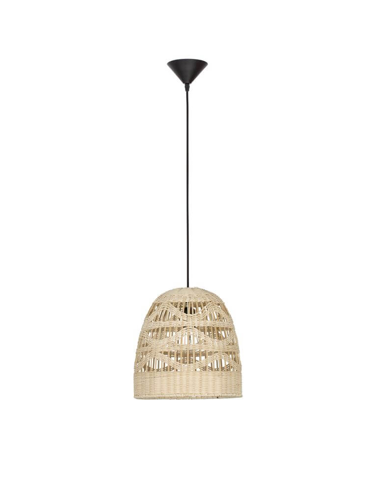 Marlo Pendelleuchte Glocke Beige Rattan aus hochwertigem Rattan im ethno-skandinavischen Stil.