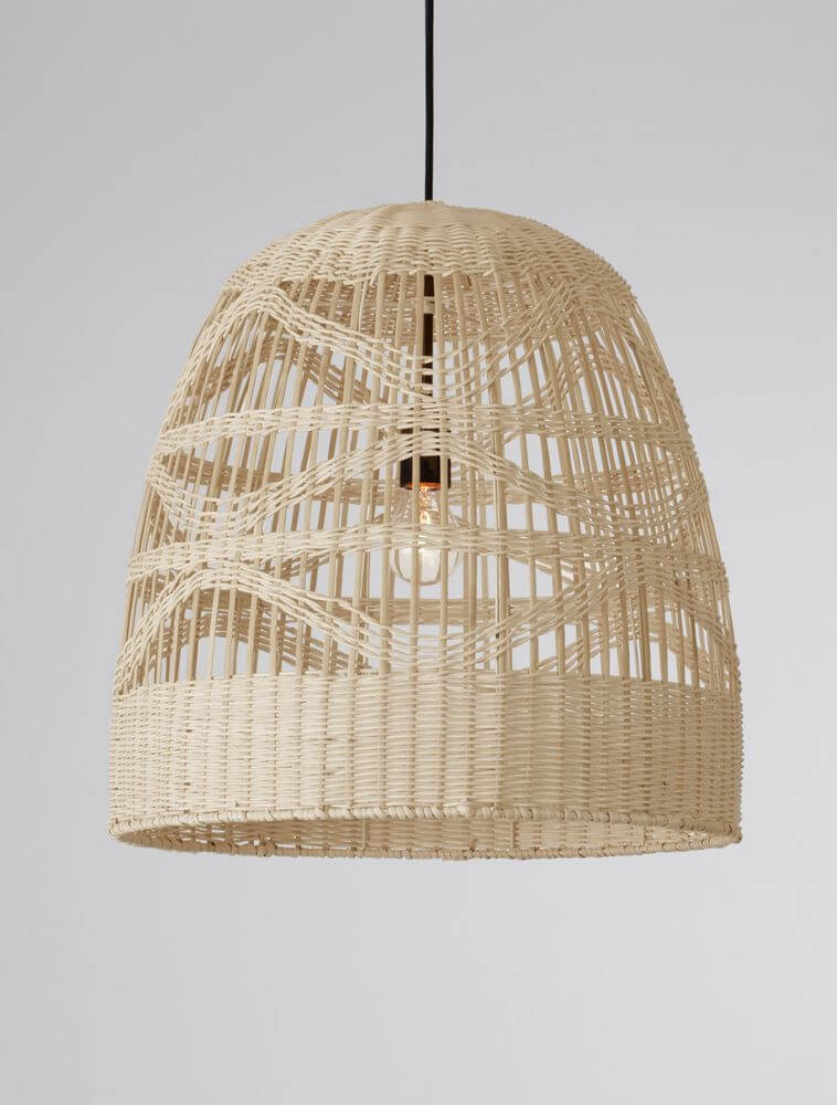 Marlo Pendelleuchte Glocke Beige Rattan aus hochwertigem Rattan im ethno-skandinavischen Design.
