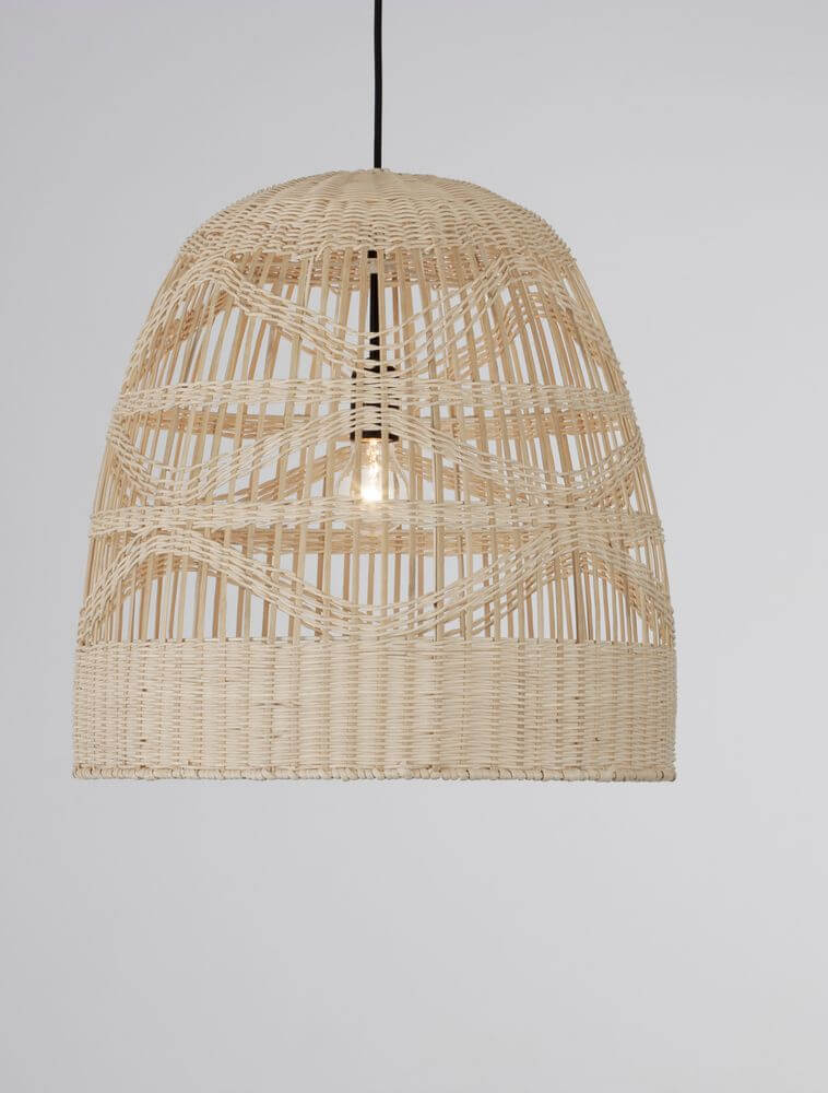 Marlo Pendelleuchte Glocke Beige Rattan mit einzigartigem ethno-skandinavischen Design aus hochwertigem Rattan.