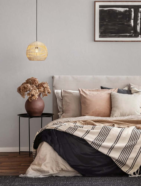 Marlo Pendelleuchte Kuppel Beige Rattan