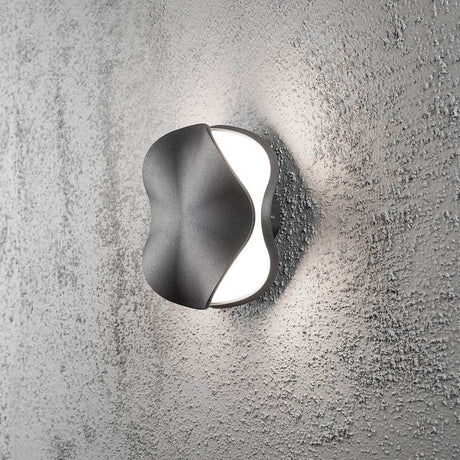 Matera LED outdoor wall light anthracite, opal acrylic glass installed on a wall.