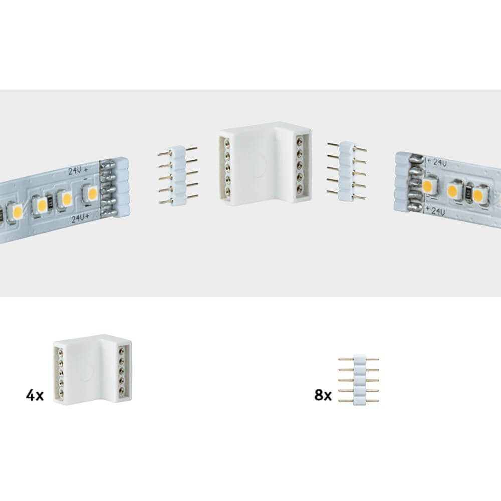 MaxLED Eckverbinder Weiß 4er-Pack inkl. 8 Steckverbinder für die flexible Montage von LED-Strips.