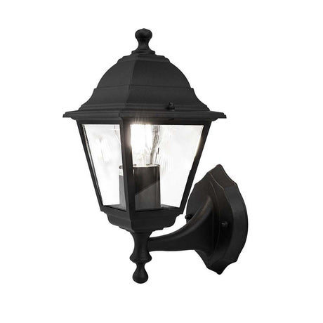 Abbey Road outdoor wall light black IP44 in a classic design with a transparent lampshade.