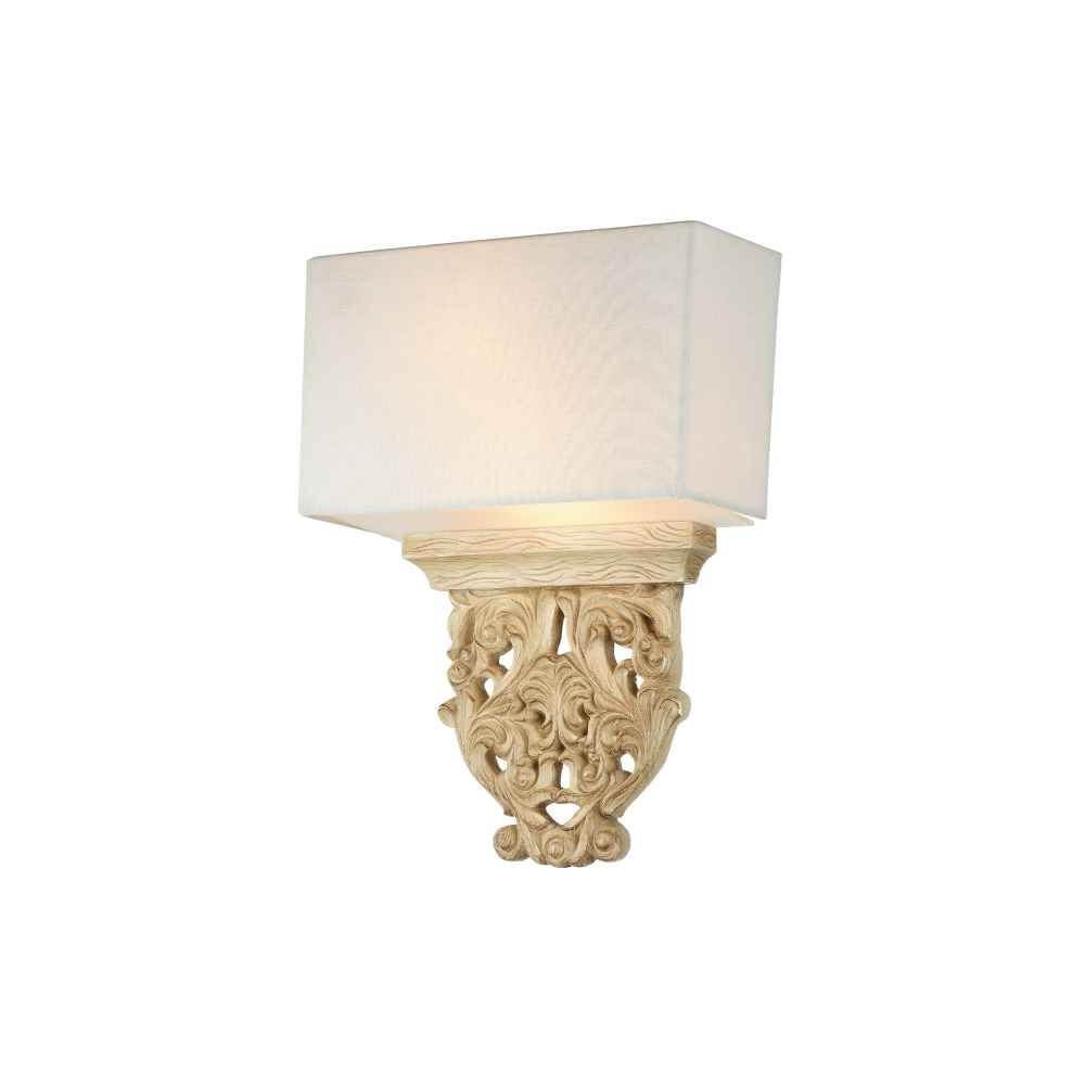 Albero Wandleuchte Beige mit Metallrahmen und Holzdekor, Leinenlampenschirm.