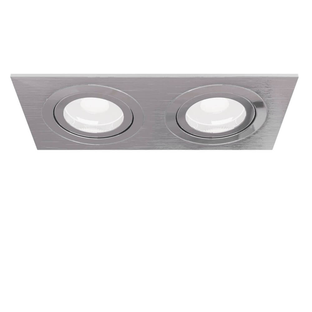 Atom Doppel Einbauleuchte eckig mit zwei verstellbaren Strahlern in edlem Design.