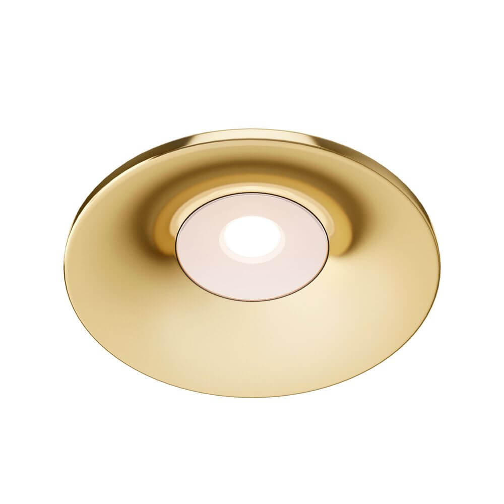 Barret Einbauspot rund in gold mit tief versenktem Lampenrand und modernem Design.