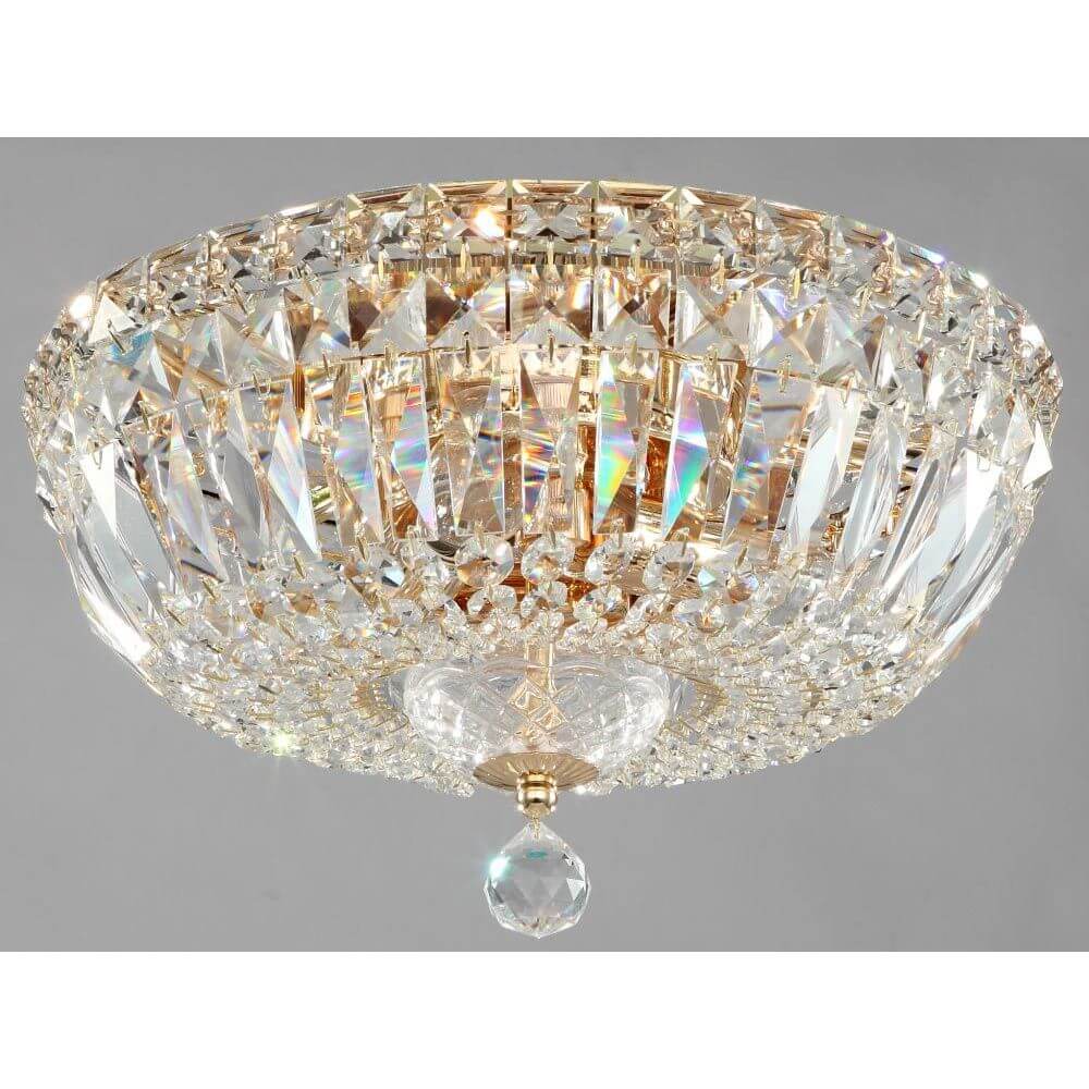 Basfor Kronleuchter Kristall 3-flammig mit diamantförmigen Kristallen und glitzerndem Design.