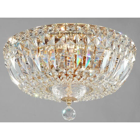 Lustre Basfor en cristal à 3 lumières avec des cristaux en forme de diamant et un design scintillant.