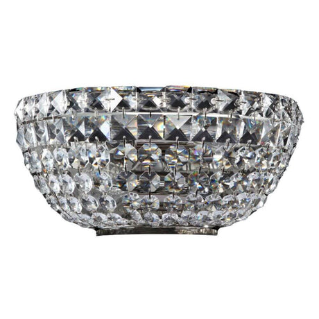 Basfor Wandleuchte 2-flammig mit diamantförmigen Kristallen im massiven Metallrahmen.