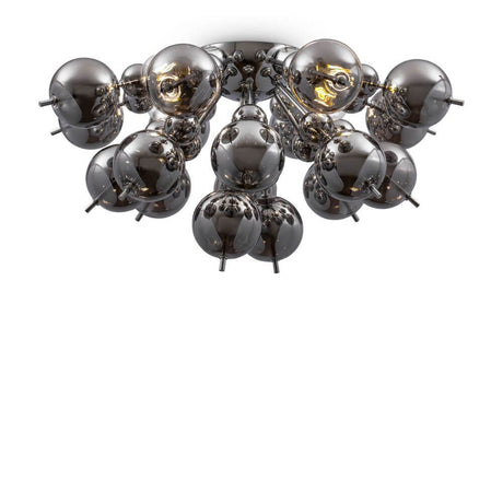 Bolla Kugel Deckenleuchte mit rauchfarbigem Glas und Chrombeschlag, modernes Design für stilvolle Räume.