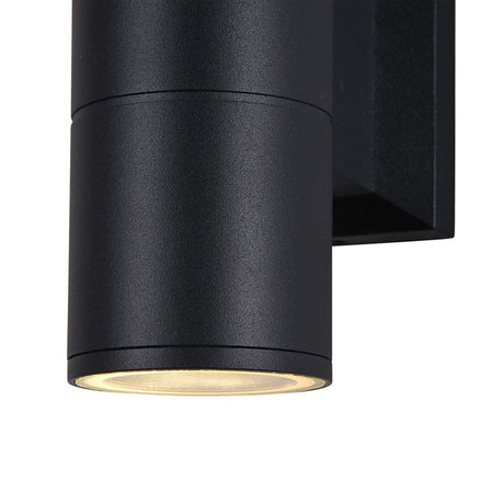 Bowery outdoor wall light up & down light IP54 in elegant black with LED lighting for outdoor use.