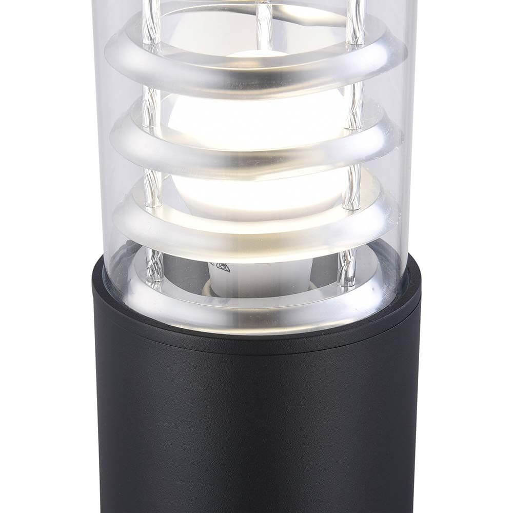 Bronx Pollerleuchte IP54 mit Glasdiffusor und schwarzem Metallkorpus, ideal für Außenbereiche.