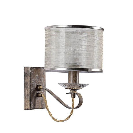 Cable Wandleuchte Braun mit Metallrahmen, Drahtmuster und transparentem Organza-Lampenschirm