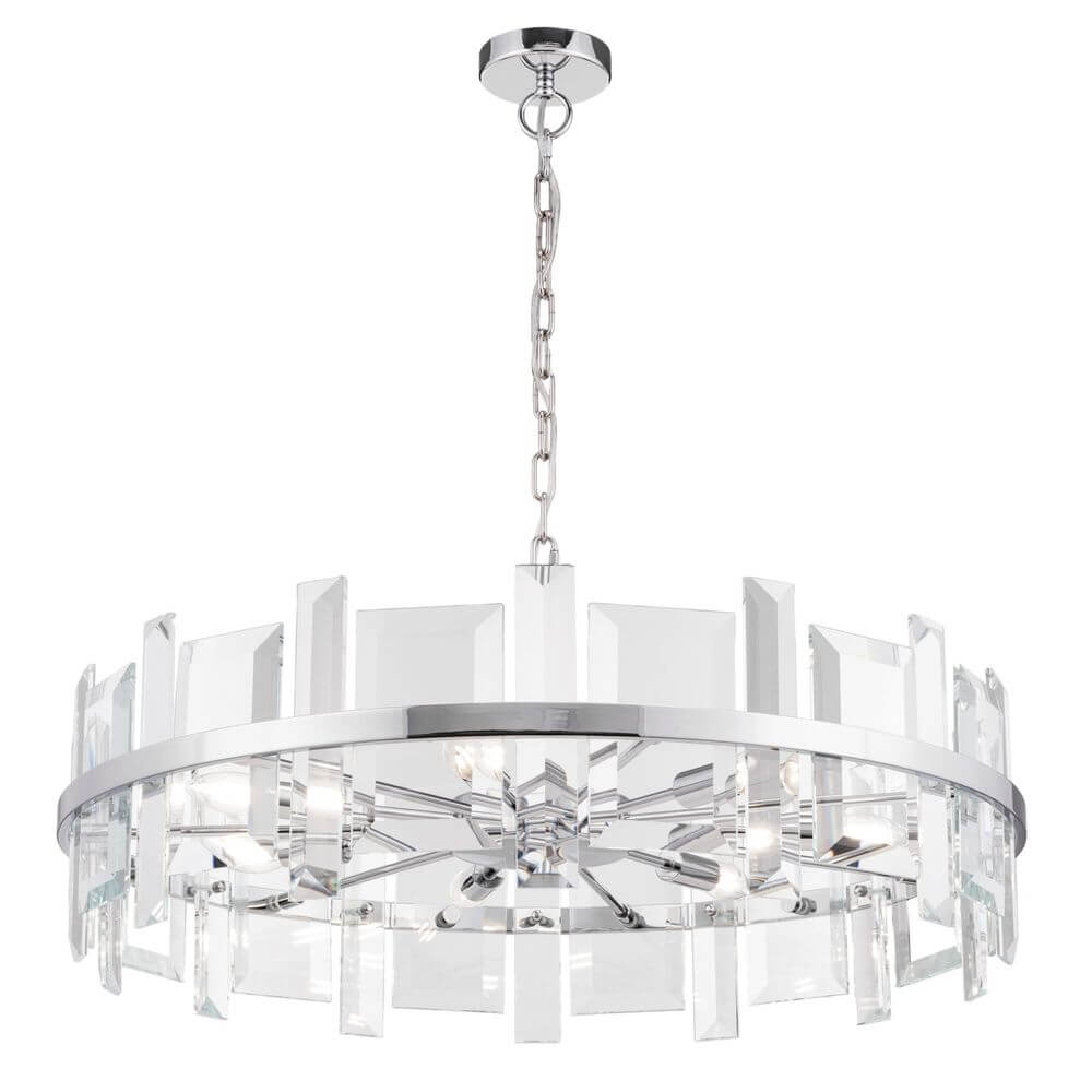 Cerezo runde Hängelampe mit Glasplatten, moderne Pendelleuchte mit Metallrahmen und Glasplatten.
