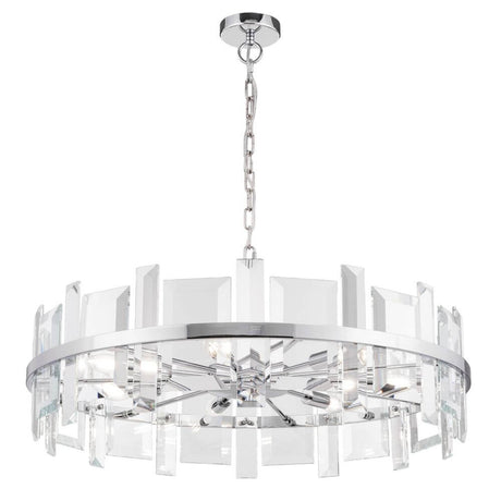 Cerezo runde Hängelampe mit Glasplatten, moderne Pendelleuchte mit Metallrahmen und Glasplatten.