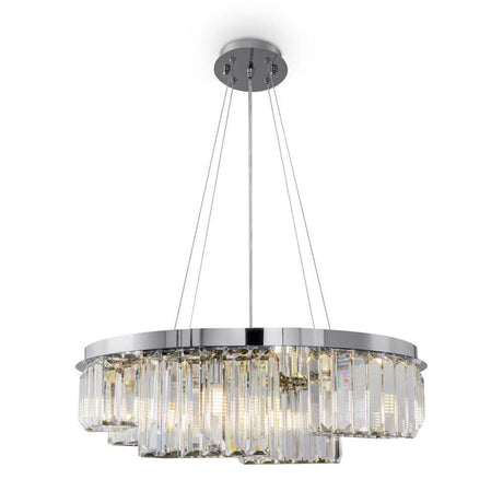 Colline 6-flammige Pendelleuchte aus Glas mit asymmetrischem Design und glanzpolierten Glaselementen.