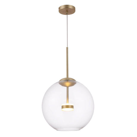 Cometa LED-Pendelleuchte in Gold-Matt mit modernem Design und transparentem Schirm.