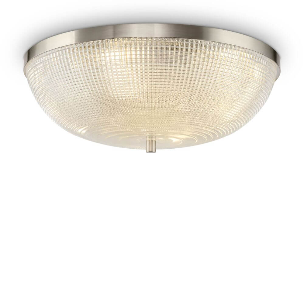 Coupe Deckenlampe mit strukturiertem Glas, antike Metallbeschläge und fakturiertes Glas in modernem Design.