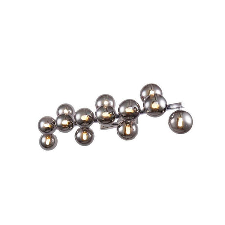 Dallas Wandleuchte 13-flammig mit runden Diffusoren aus Metall in Chrom und Gold, modernes Design.