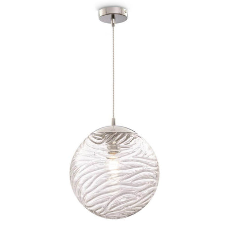 Dunas Pendelleuchte Big in modernem Design mit klarem, strukturiertem Glas und dezentem Metallaufhängung.
