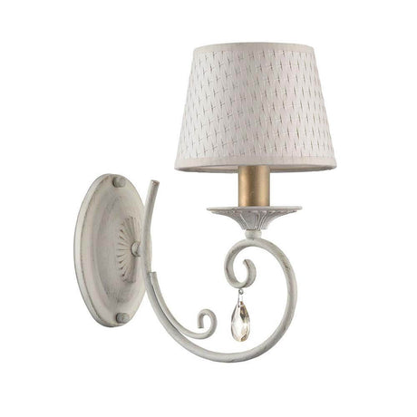 Enna wall light with a curved metal frame and elegant PVC lampshade.