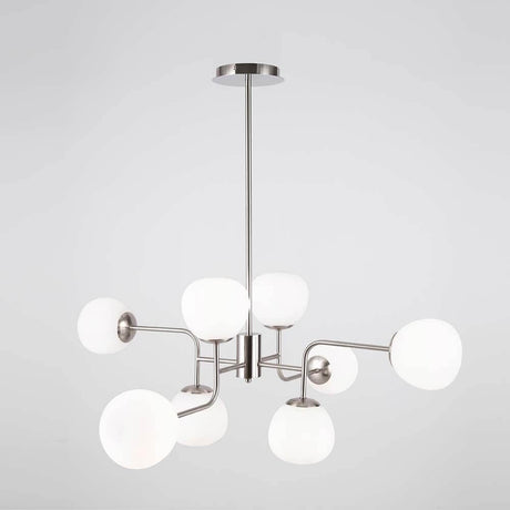 Erich hængelampe med metalramme og matteret glas diffusorer, 9 glober, moderne loftslampe.