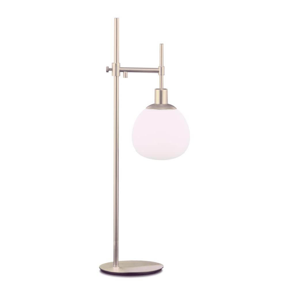 Erich Tischleuchte aus hochwertigem Metall mit mattiertem Glasdiffusor, verstellbar und elegant im Design.